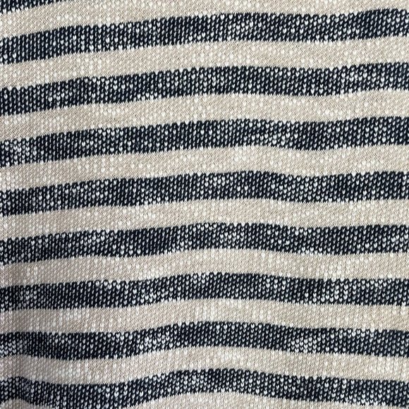 Soft Surroundings Marina Sweater Sz Large Navy Khaki Stripe Pullover Top Flowy - Picture 9 of 14